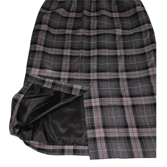 Pendleton Plaid Gray Red and Black Virgin Wool Midi Skirt Size Medium - Picture 7 of 11